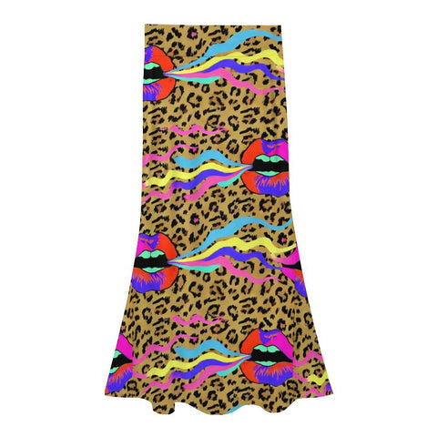 Leopard Lips Fishtail Skirt