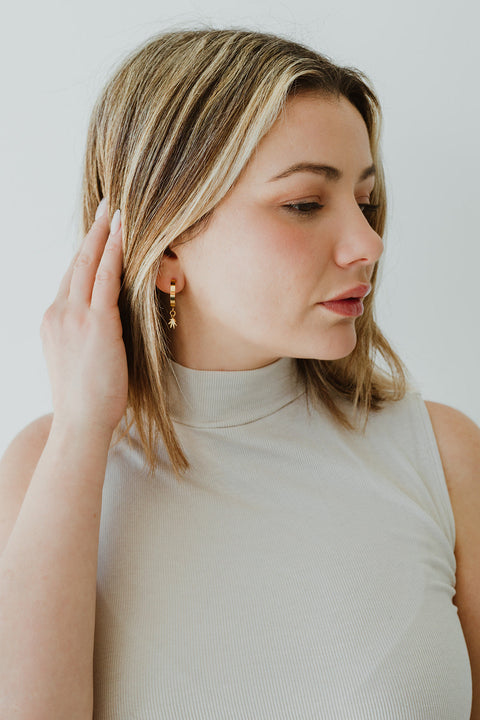 LEAF CHARM HOOPS