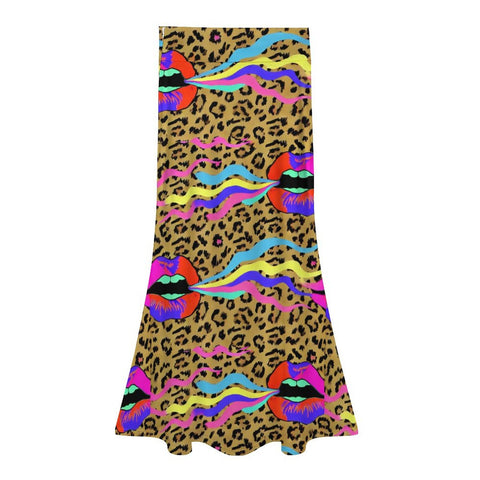 Leopard Lips Fishtail Skirt